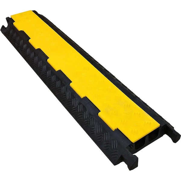 Switch On Cable Protector, 2 in H, 37-3/4 in L, 9.87 in W, 2 Channel, Rubber, Black, Yellow SW3033237 - main